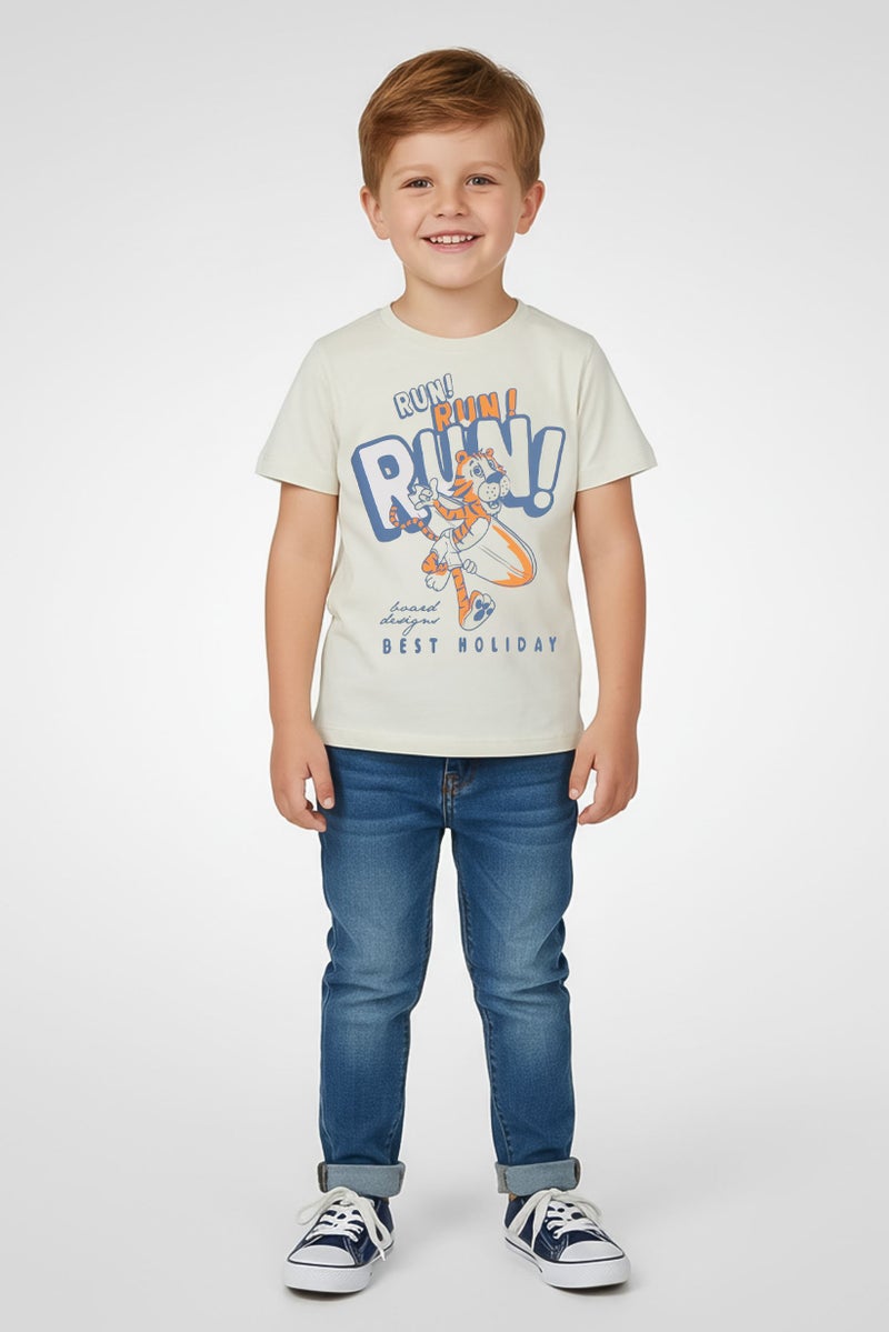 guppy Toddlers Boy Graphic Print Short Sleeve T-Shirt, Light Sage - Image 1